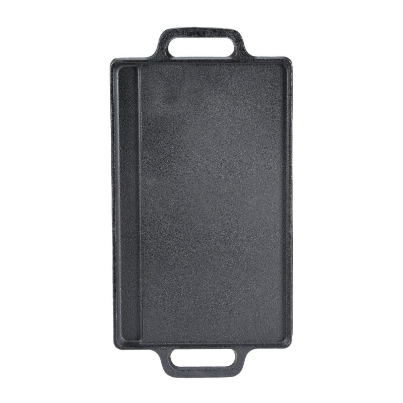 Dubbelzijdige gietijzeren grillplaat, 33x20 cm | Gietijzeren plaat |  |